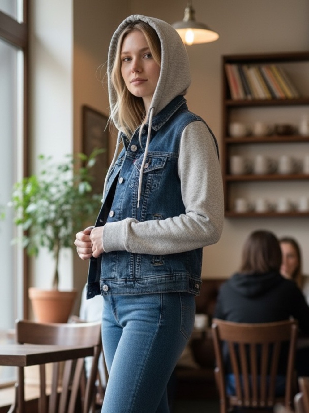 Levi Strauss women’s car denim hoodie jacket vintage button closure rare limited